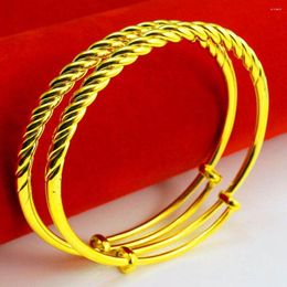 Bangle 2 stuks dames armband geel goud gevulde gedraaide verstelbare 6 cm trouwfeestaccessoires