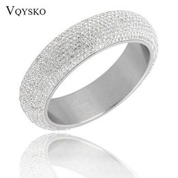 Bracelet 2019 nouveaux styles larges bracelets en acier inoxydable lourds pour femme brillant bracelets pour femmes avec un bon cristal autrichien CZ blanc