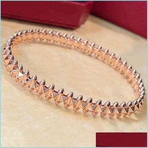 Bangle 2021 Topmerk Pure 925 Sterling Sier Sieraden Women Rose Gold Spikes Steam-punk Bangle Wedding rond Rivet Drop Delivery Brace OT7I4