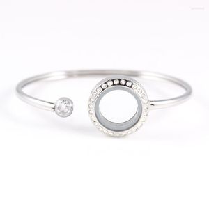 Brazalete 2022 lindo 20mm 25mm 30mm 316L acero inoxidable tornillo de cristal Twist Glass Living flotante dije medallón pulsera para mujer