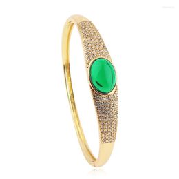 Bracelet 2022 mode gros bracelets en pierre verte pour les femmes pavé Zircon 18k plaqué or Pulseiras Bracelets Feminina bijoux