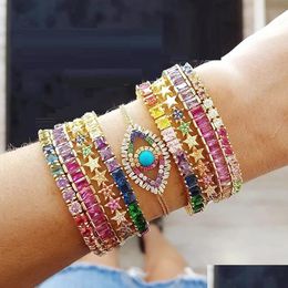 Bracelet Bangle 2022 Bracelet de baguette arc-en-ciel de haute qualité pour femmes PAVED CARY AAA CZ LUXE LUXE POUR LE LUXE POUR LE LURME BIELLOGE DE BIJELRES DU DHHZ3