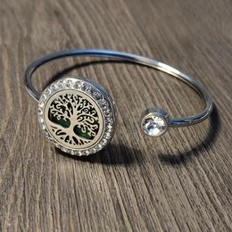 Bangle 2023 Aromatherapie Armband Diffuser Sieraden Kristal Levensboom Bloem Essentiële Olie Medaillon Vrouwen Gift 231219