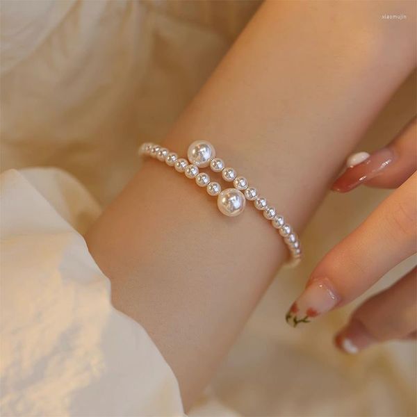 Bracelet 2023 Charme Perle Élastiques Bracelet Pour Femmes Simple Polyvalent Perlé Bracelets Doux Fête De Mariage De Luxe Bijoux Accessoires Cadeau