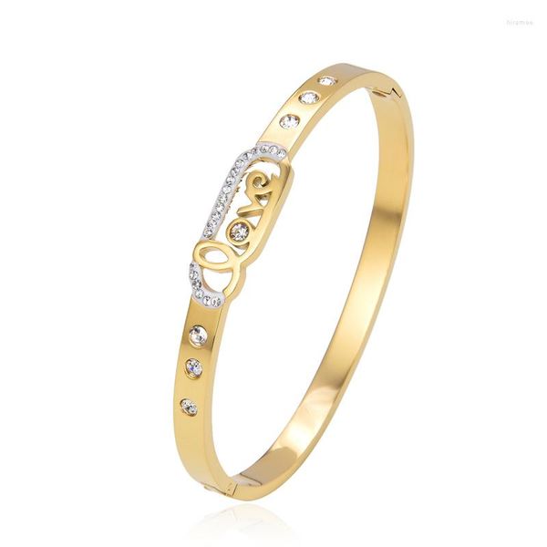 Bracelet 2023 Design acier inoxydable or argent Rose couleur lettre d'amour épais Bracelets pour femmes hommes mode fête bijoux cadeau