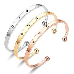Bangle 2023 Fashion Rose Gold / Color Letters houden van verstelbare grote / kleine open charm cuff armbanden armbanden dames sieraden