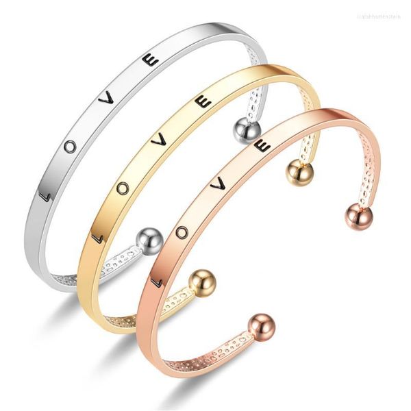 Brazalete 2023 moda oro rosa/letras de Color amor ajustable grande/pequeño brazalete abierto pulseras brazaletes joyería de mujer