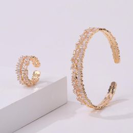 Bracelet 2023 Mode Smart Cubique Zircon Baguette Bracelet Bague Géométrique Manchette Cuivre De Luxe Femmes Bijoux Accessoires Cadeau