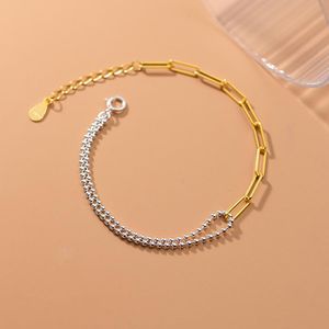 Bangle 2023 Fashion Women's 925 Silver Gold Asymmetric Round Round Bead Metal Charm Bracelet Simple Sieraden