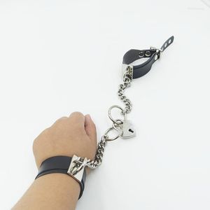 Bracelet 2023 Harajuku Handmade Rock Punk Charm Leather Safe Sweet Heart Lock Poignet Ceinture