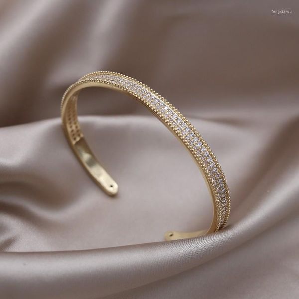 Bracelet 2023 conception coréenne bijoux de mode 14K plaqué or luxe Zircon Simple ouvert Bracelet élégant femmes travail quotidien accessoires