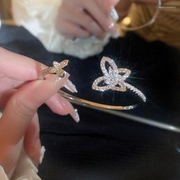 Brazalete 2023 coreano exquisito cristal brillante mariposa moda senior mujeres de lujo joyería ajustable
