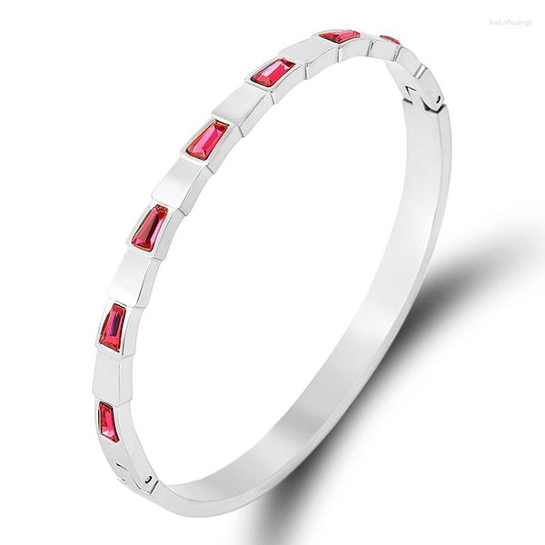 Bracelet 2023 luxe chaîne Bracelet pour femmes bijoux titane acier cubique zircone bracelets cristaux roses vis argent couleur Bracelets