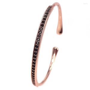 Bracelet 2023 bracelets pour hommes manchette en or Rose Micro pavé noir CZ bracelets ouverts pour hommes cadeau de la saint-valentin