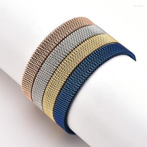 Bangle 2023 Trendy 316L Roestvrij Staal Mannen Sieraden Elastische Lente Polsbandje Stretch Mesh Armband Unieke Mannelijke Verjaardagscadeau