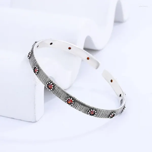 Bracelet 2024 Design élégant fleur brillant cristal rétro Thai argent femme gros bijoux pour femmes cadeaux
