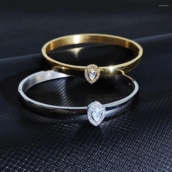 Bangle 2024 Design Gold Color Zircon Bracelet en acier inoxydable haute qualité pour femme Brand Charme Jewelry Gift