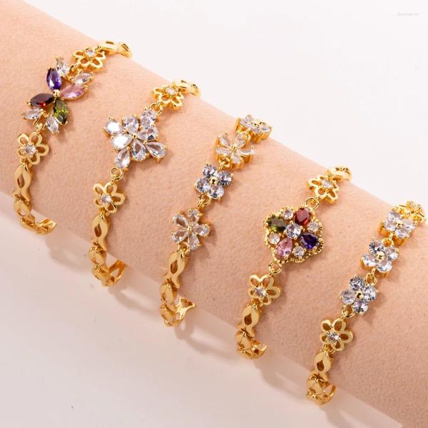 Bracelets en zircone Bangle 2024 Design pour femmes Gold Couleur en acier inoxydable Chaîne Crystal Gift