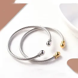 Bangle 2024 Fashion Titanium Steel Bracelet Women Twisted Wire Charm Jewelry Party Ball Accessoires Geschenken