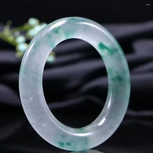 Bangle 2024 Goede jadeite drijvende bloem jade ronde armband vrouwen fijne sieraden hoog graad a birma jades armbanden