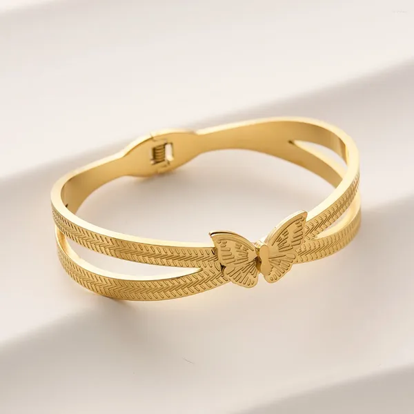 Bracelet papillon Brangle 2024 Bracelet en acier inoxydable pour la femme de luxe de luxe en or
