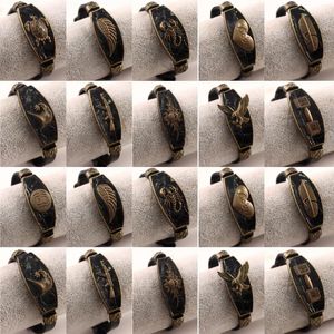 Bangle 20pcs / lot vintage gothique punk bracelets de manchette en cuir pour hommes femmes mode rétro bijoux croix aigle style mixte cadeaux de fête