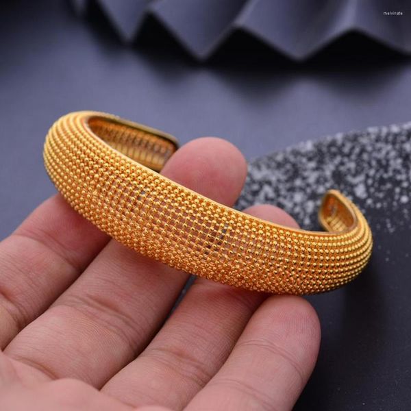 Brazalete 24k 1 Uds. Brazaletes de Color dorado de Dubái para mujeres y niñas, pulseras nupciales africanas, regalos de boda, joyería etíope