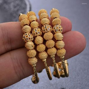 Bangle 24K 4PCS Ethiopian Bead Gold Color Bangles For Boys Girls African Dubai Bracelet Bridal Wedding Gifts