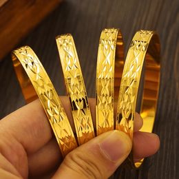 Brazalete 24k 65MM Dubai brazaletes de boda para mujeres joyería etíope Color oro pulseras indias regalos de cumpleaños 231116