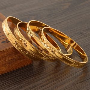 Bangle 24 k 65 MM Dubai Bruiloft Armbanden Voor Vrouwen Ethiopische Sieraden Goud Kleur Indian Armbanden Verjaardagscadeautjes 231012