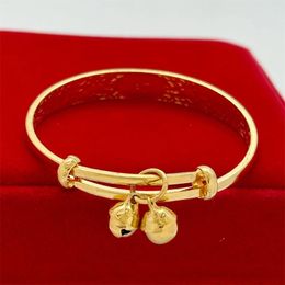 Bracelet 24K couleur or bracelets pour enfants filles porte-bonheur cloche bracelet à breloques Pulsera réglable bijoux à la mode accessoires cadeaux de fête