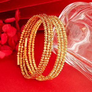 Brazalete chapado en oro de 24 quilates, pulseras de cuentas de tres líneas para mujer, venta al por mayor, brazalete parlante de Color puro, accesorios de joyería de boda