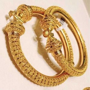 Bracelet 24k mariage de luxe Dubaï Bangles Gold Color For Women Girls Bride Bride Bracelets Jewelry Gift peut ouvrir 210713 Drop Livrot DH9UG