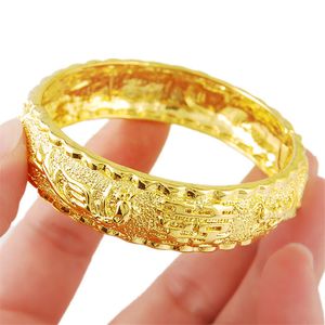 Brazalete Pulsera de oro real de 24 quilates Pulsera de oro de alta palabra Chapado en oro para regalos de joyería de boda para mujeres 230923