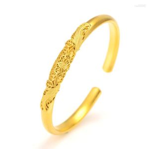 Bangle 24K Geel Goud Kleur Manchet Armbanden Voor Vrouwen Geometrische Armband Polsband Pulseira Femal Bruiloft Sieraden Accessoires