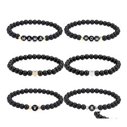 Bracelet 26 lettres nom Bracelet pour femmes hommes Couple amour amitié chanceux bricolage 6Mm perles de verre Bracelets livraison directe bijoux Otcpp