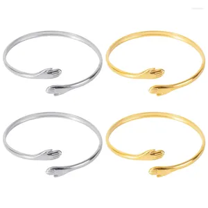 Bracelet 2PCS Classique Plaqué Or Câlin Chaleur Et Amour Main Bracelet Réglable Pour Femmes Filles Conception Simple Personnalité Bijoux Cadeaux