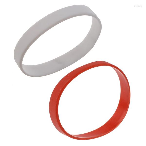 Bracelet 2 pièces mode Silicone caoutchouc élasticité bracelet poignet bande rouge blanc