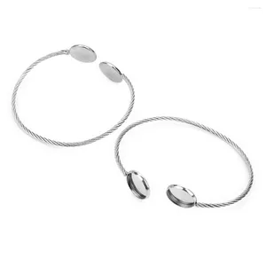 Bracelet 2 pièces pour cabochon en verre rond de 12mm en acier inoxydable, bracelets super flexibles, bracelets de base, plateau vierge, réglage de la lunette F16937