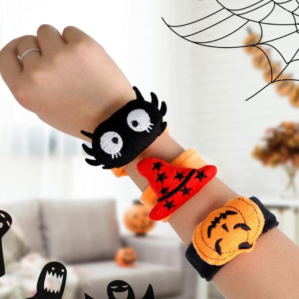 Bracelet 2 pièces Halloween Slap Bracelets citrouille chauve-souris araignée fantôme crâne cercle bracelet fête décoration enfants faveur jouet