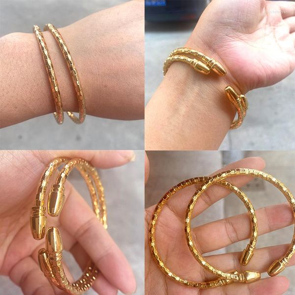 Brazalete 2 unids/lote bola Dubai pulsera brazaletes africanos para mujer 24k Color oro Oriente Medio regalo de joyería de boda