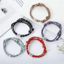 Brazalete 2 Unids Set Atracción Mutua Amistad Cuerda Trenzada Charm Lover Pulseras Parejas Magnéticas Coloridas A Juego Eacher Melv22