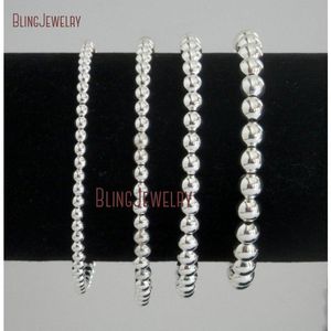 Bangle 3 4 5 6 mm sierlijke armband 925 sterling zilver stapel minimalistische kraal bal kralen stretch armband BM33469