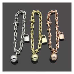 Bangle 3 Colors Women Designer Bangles Single-Layer U-Chain Classic Bracelet Luxury Brand Lock Bead Couple Bracelets Drop Delivery Je Dhtds