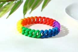 Bracelet 3 Type Casual Rainbow Couleur Silicone Bracelets Pour Hommes Femmes Avec Bracelet En Caoutchouc Élastique Sport Unisexe Cadeau Bijoux En Gros