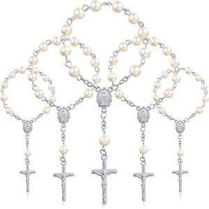 Bracelet 30 pièces baptême chapelet perles doigt chapelets fausses perles pour faveurs baptême Communion p230726