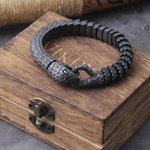 Bracelet 316L en acier inoxydable noir serpent chaîne bracelet hommes et femmes hip hop charme motard gothique bracelet cadeau vintage bijoux en gros 230927