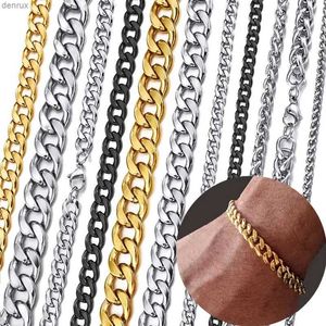 Bracelet de chaîne en acier inoxydable 316L pour hommes femmes femmes 3-11 mm Punk Cuban Link Chains Solid Metal Unisexe Bijoux de poignet Giftl240417