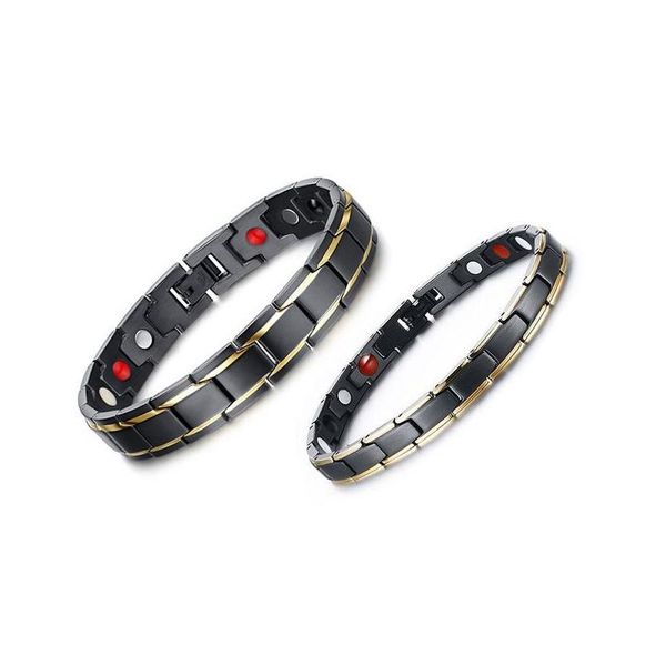 Bracelet En Acier Inoxydable 316L Santé Énergie Bracelet Hommes S Titane Bio Magnétique Thérapie Puissance Femmes Pour Couple Bijoux De Mode Drop Dhoma