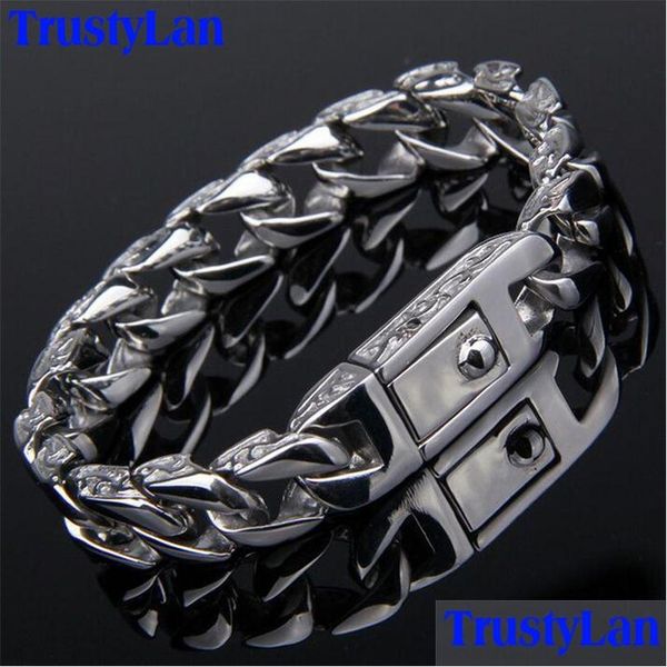 Bracelet en acier inoxydable 316L pour hommes bracelet de charme rétro hommes de haute qualité cool mâle motard bijoux accessoires sur la chaîne à la main livraison directe Dhrv8